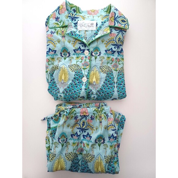 The Cat's Pajamas Womens Size XS Boho Paisley Peacock Lightweight Cotton